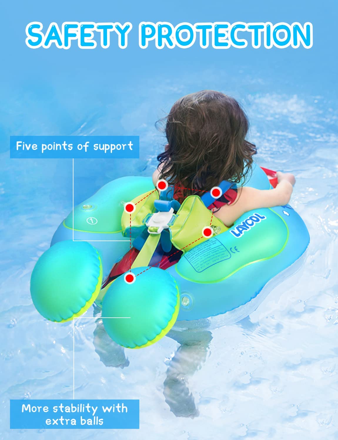 LAYCOL Baby Swimming Float Inflatable Baby Pool Float NO sun canopy for Age of 3-36 Months(Green,S)